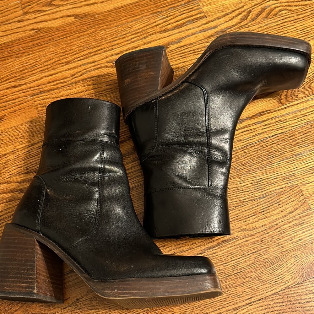 ASOS black platform booties